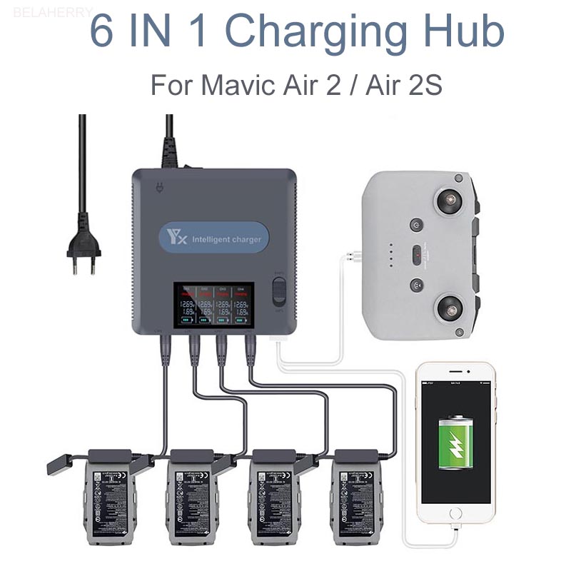 Drone Battery Smart - 6ใน1แบตเตอรี่สำหรับ DJI Mavic Air 2 /2S