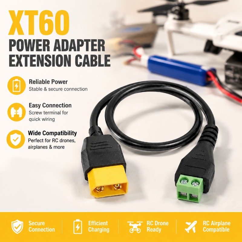 Drone Battery Balance Charger - สายอะแดปเตอร์ XT60 ตัวผู้-ตัวเมีย ต่อกับขั้วต่อแบบสกรู 2 พิน