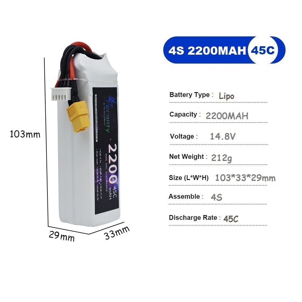 4S LiPo แบตเตอรี่ 14.8V 1500 m - Drone Battery Li-Ion บทวิจารณ์และราคา
