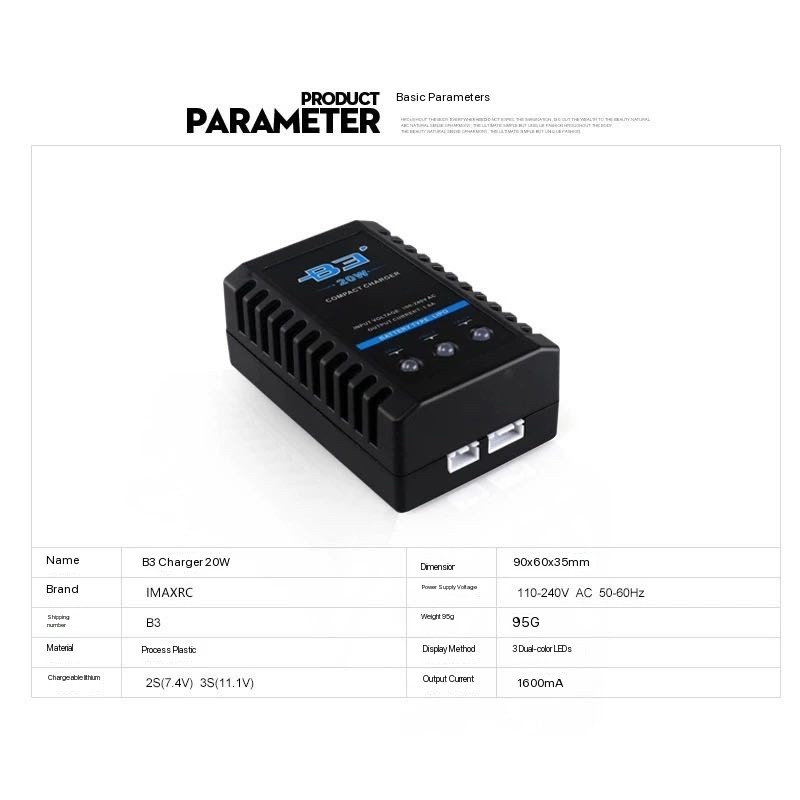 เครื่องชาร์จแบบสมดุล B3 20W สำ - Drone Battery 3S บทวิจารณ์และราคา